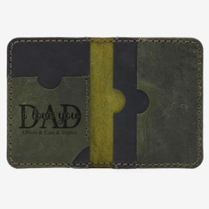 Cartera fina de cuero personalizada para el Día del Padre, tarjetero minimalista de piel de becerro personalizado, tarjetero de cuero auténtico para padrinos de boda.