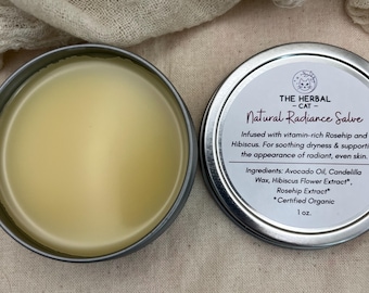 Rosehip Hibiscus Salve for Dry Skin | Natural Radiance Balm | Whole Herb Infused Body & Face Moisturizer. Vegan Balm.