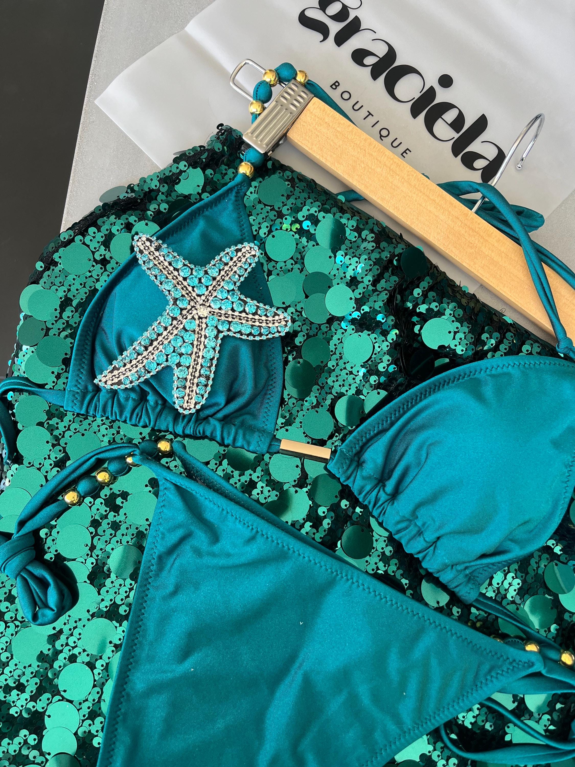 Teal / blue starfish bikini