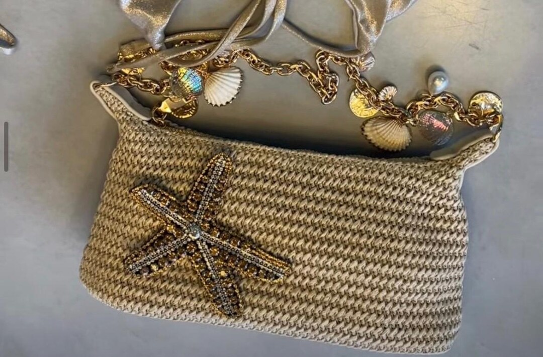 Beige / Gold Starfish Charm Bag - Etsy UK