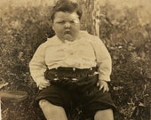 1920s Child Identified w Weight RPPC Photo - Carnival