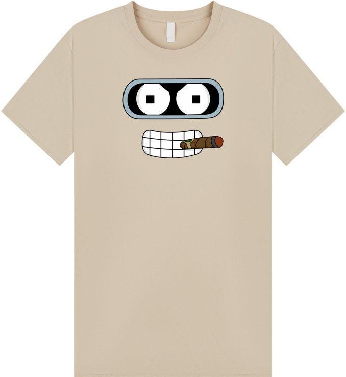 T-shirt Bender Futurama - Homme Taille M - Blanc Gildan - Occasion
