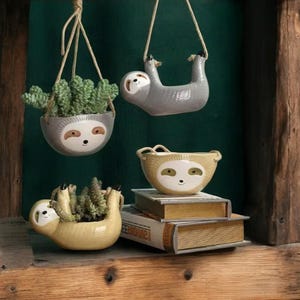 セラミック製吊り下げ式植木鉢 – かわいい動物の花瓶、ガーデン＆ホームデコレーション、吊り下げ式フラワーバスケット