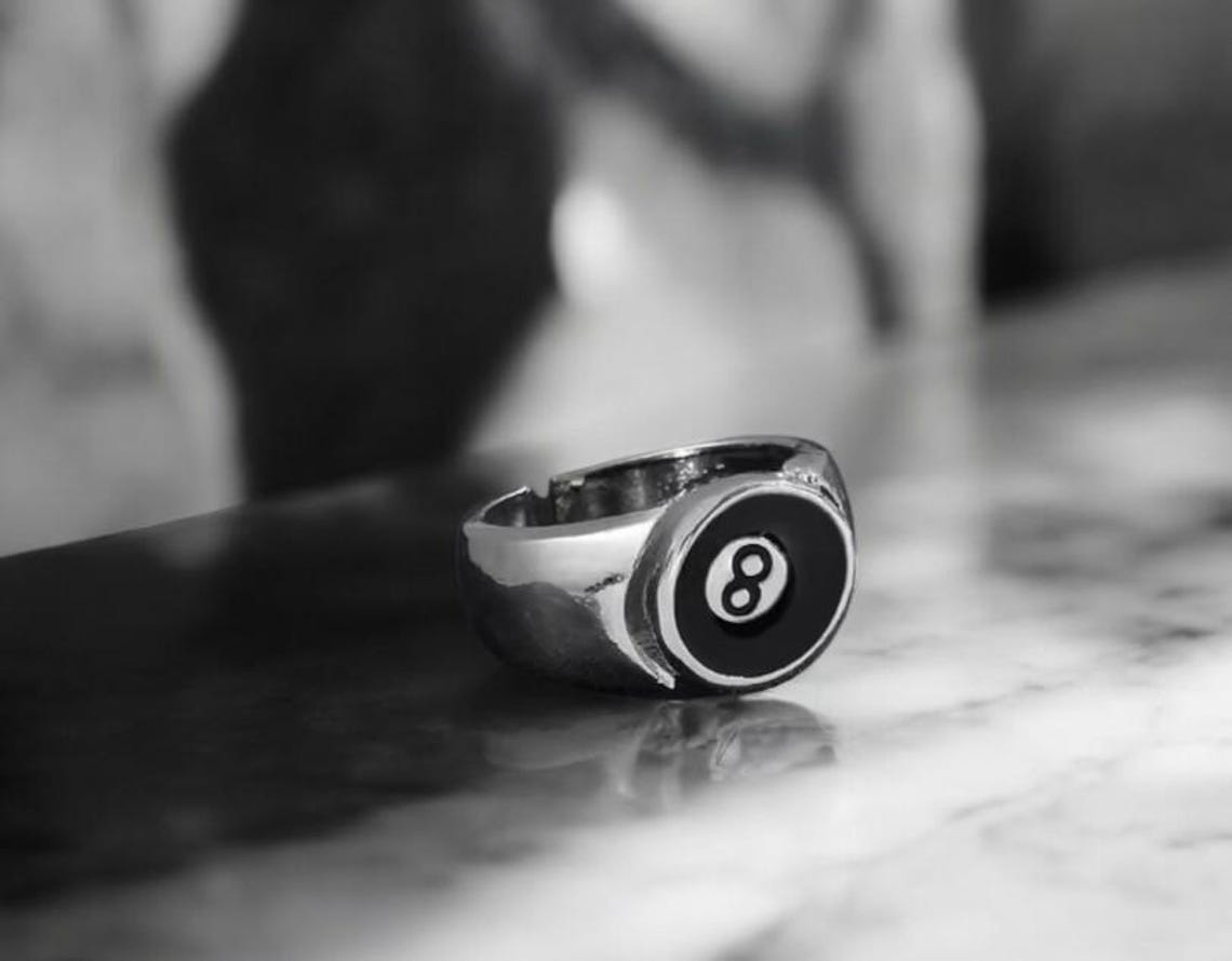 Black 8-ball Pool Ring – Retro Billiard Jewelry for Men, Gifts for Him ...