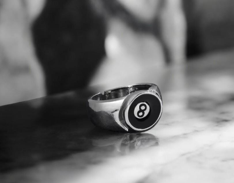 Black 8-ball Pool Ring – Retro Billiard Jewelry for Men, Gifts for Him ...