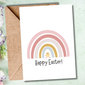 Happy Easter Rainbow Chick Print at Home Card image 1