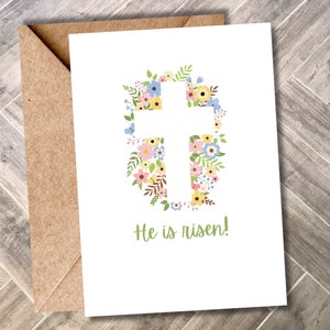 Él ha resucitado imprimir en casa tarjeta de Pascua cristiana