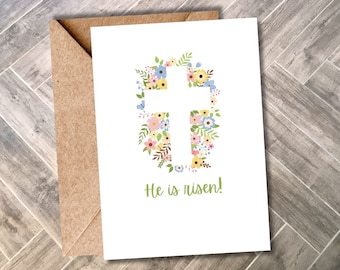 He Is Risen Print at Home Christian Easter Card