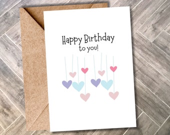 Happy Birthday Card Digital Download with Hearts and Scripture