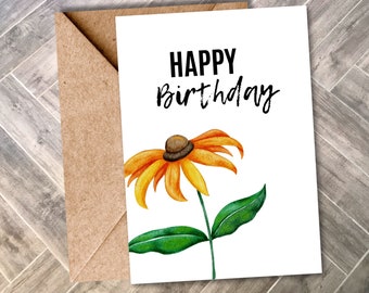 Happy Birthday Digital Download with Black Eyed Susan and Scripture