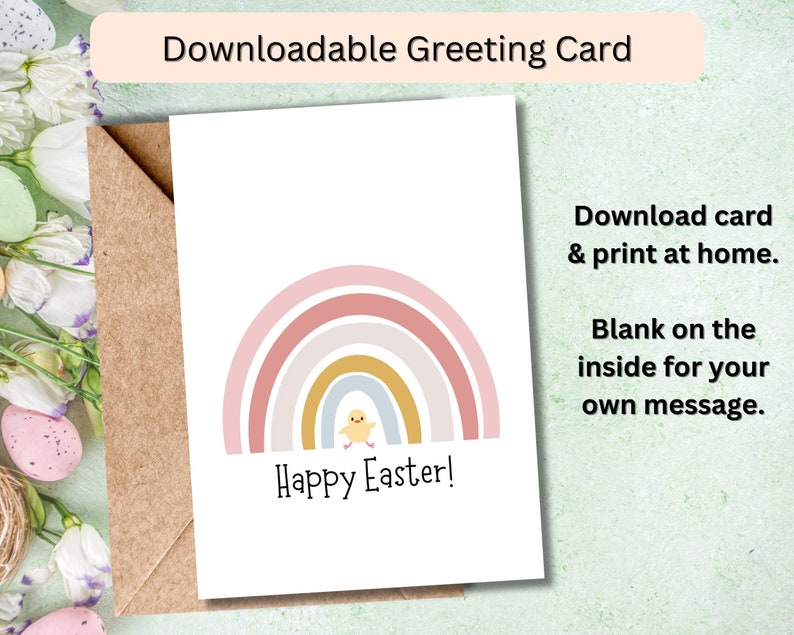 Happy Easter Rainbow Chick Print at Home Card image 2
