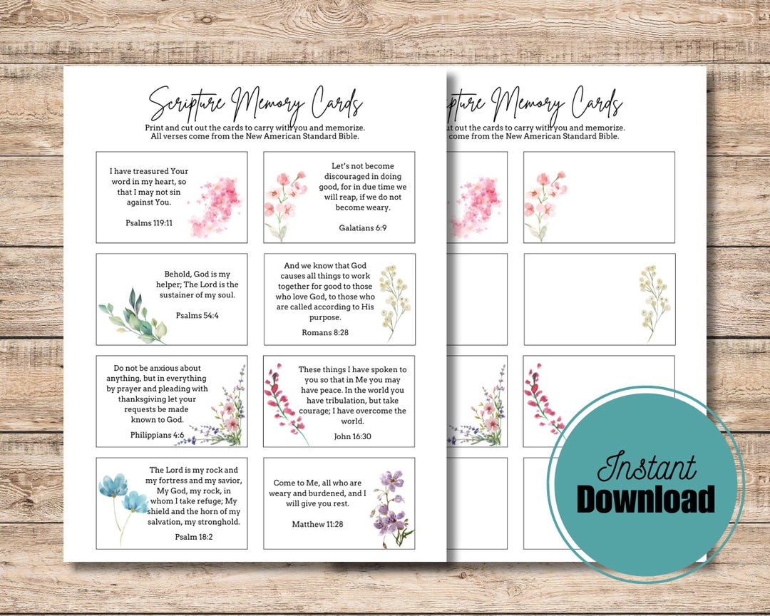 Print at Home Scripture Memory Cards Instant Download - Etsy