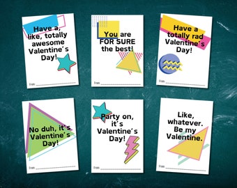 Print at Home Totally Awesome 80s Classroom Valentines with Teacher Card