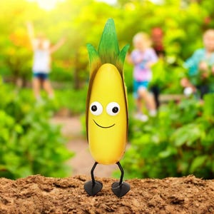 Metal Corn Garden Ornament: Whimsical Veggie Patch Pal