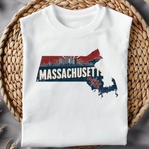 Retro Massachusetts Map PNG: USA Vector File (Digital Download)