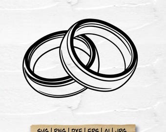 Wedding Rings SVG PNG DXF Eps Ai Jpg | Marriage Ring Clipart | Engagement Rings Silhouette | Bride and Groom Design | Cricut,Laser Cut Files