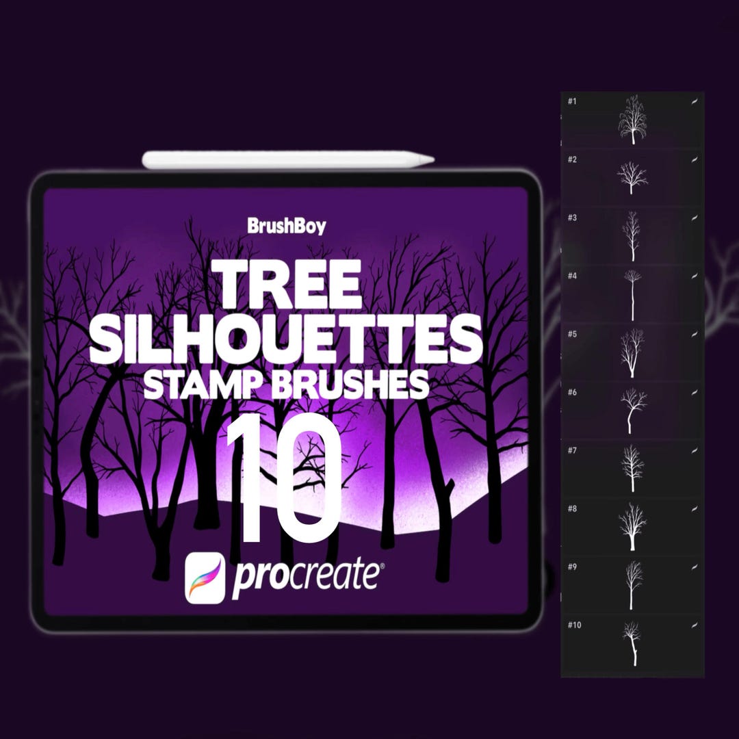 Procreate Tree Silhouette Stamp Brushes - Etsy
