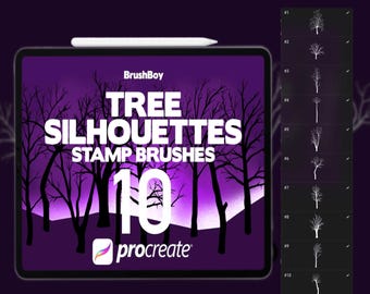 Procreate Tree Silhouette Stamp Brushes