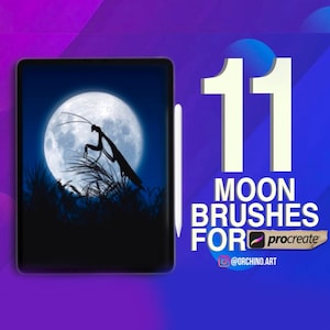 Moon Phase Procreate Brushes - 11 Stamp Brush Set (Digital Download)