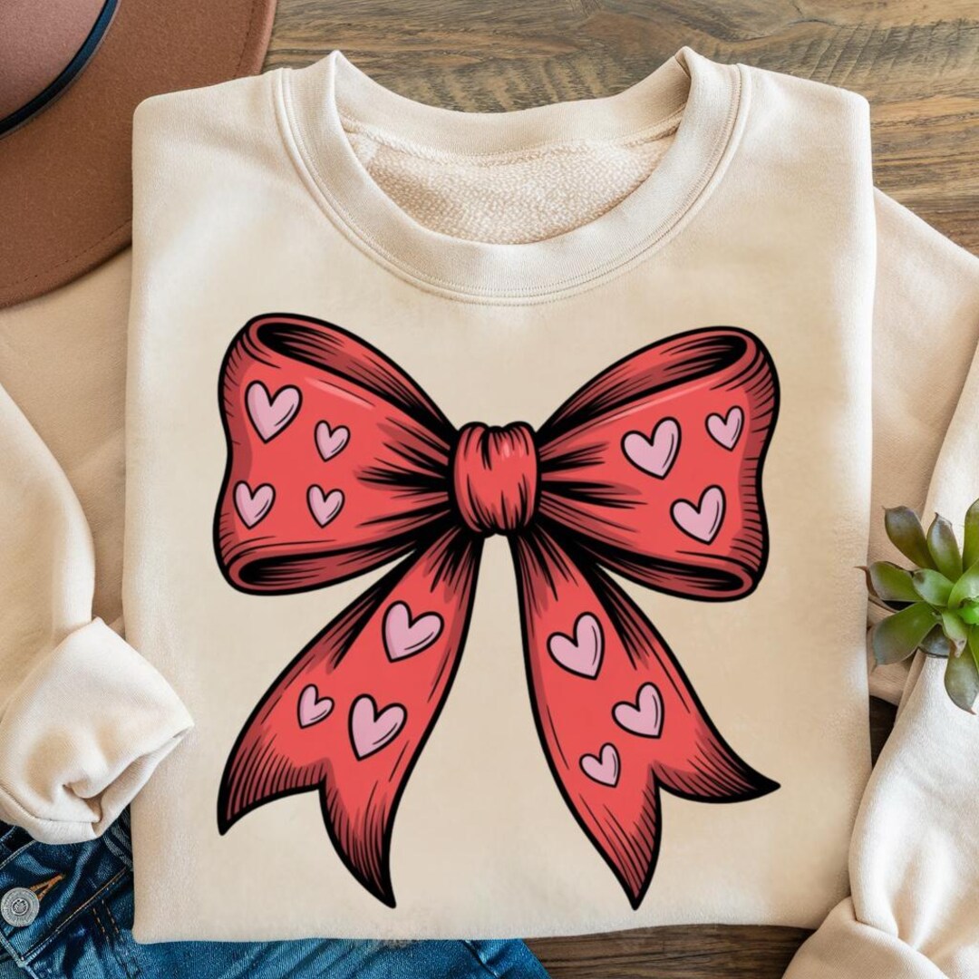 Valentine Heart Bow PNG | Red Ribbon With Hearts Clipart | Cute Love ...