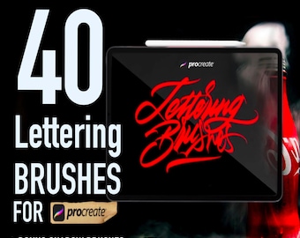 40 Procreate Lettering Brushes: Calligraphy, Texture, Shadow