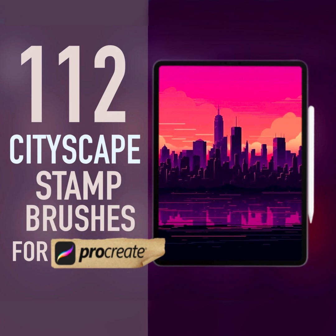 112 Cityscape Procreate Stamp Brushes: Skyline Brush Set (instant ...