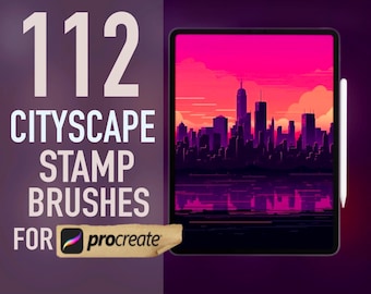 112 Cityscape Procreate Stamp Brushes: Skyline Brush Set (Instant Download)