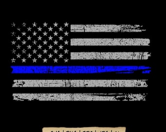 American Flag with Police Support Symbol، Thin Blue Line Flag, Blue Line flag Cut file, Blue line USA Flag Svg, Police US Flag SVG