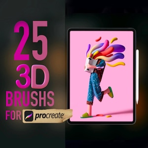3D Brushes for Procreate, Procreate 3D Brush Pack, 3D Procreate Brushes