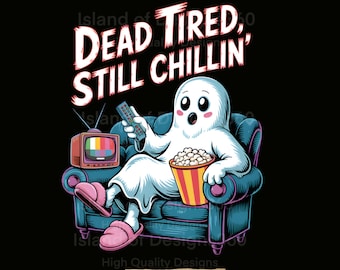 Funny Halloween Ghost PNG: Retro TV, Popcorn Clipart (Digital Download)