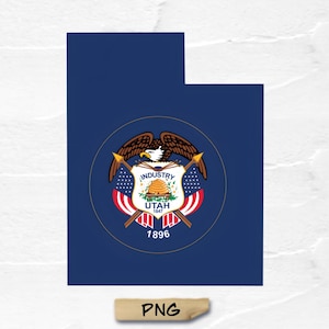 Utah State Map & Flag PNG: Vector Design (Digital Download)