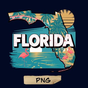 Kaart van Florida png, vectorbestanden van de Verenigde Staten van Amerika, vector van Florida, staat Florida png, retro reisontwerp staat Florida png