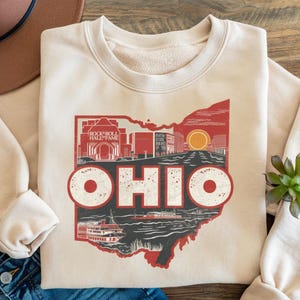 Mapa de Ohio Png, Archivos vectoriales de Estados Unidos de América, Vector de Ohio, Estado de Ohio Png, Diseño de viaje retro Estado de Ohio Png