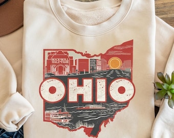 Ohio Map Png, United States of America Vector Files, Ohio Vector, State of Ohio Png, Retro Travel Design Ohio State Png