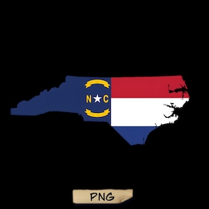 North Carolina Map With Flag PNG: State Outline Vector (digital File ...