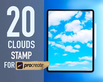 20 pinceles de sellos de nubes para Procreate