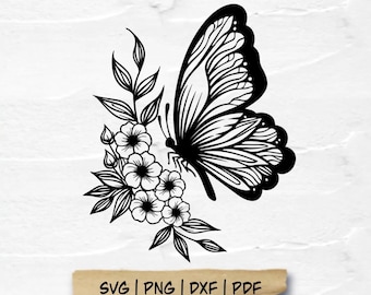 Floral Butterfly SVG: Boho Cut File (Digital Download)