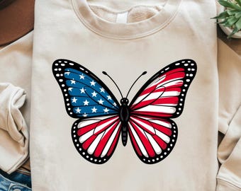 Mariposa patriótica PNG: Alas de la bandera estadounidense (descarga digital)