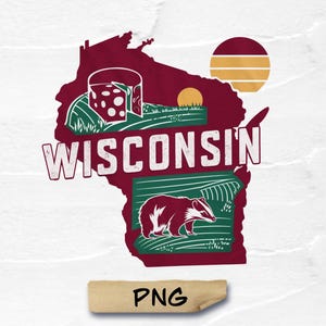 Kaart van Wisconsin, png (Verenigde Staten van Amerika), vectorbestanden (VS), Wisconsin (VS), Wisconsin (VS) (Wisconsin) Shirt