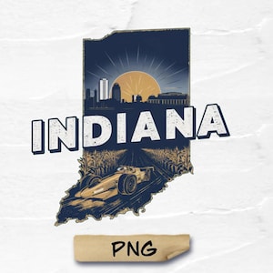 Kaart van Indiana png, vectorbestanden van de Verenigde Staten van Amerika, vector van Indiana, staat Indiana png, retro reisontwerp staat Indiana png