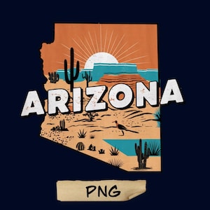 Carte de l'Arizona au format PNG, fichiers vectoriels des États-Unis d'Amérique, Arizona vectorielles, État de l'Arizona au format png, conception de voyage rétro Arizona State Png