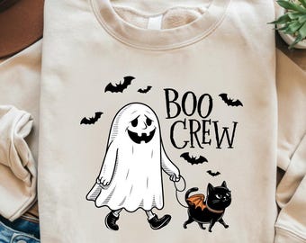 Boo Crew PNG: Ghost and Cat Halloween Clipart (Digital Download)