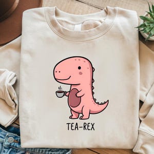 Pink Dinosaur Tea-Rex, Tea Rex PNG, Cute Dinosaur Clipart, Dinosaur Sublimation Files, T-Rex, Instant Digital Download, Gift for Tea Lover