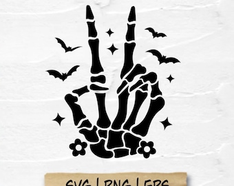 Skeleton Peace Sign Halloween Season SVG, Digital Download, SVG png EPS