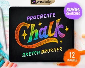 Procreate Chalk Sketch Brushes, Set of 12 Brushes