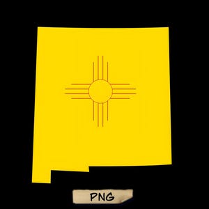New Mexico Map & Flag Design (PNG)