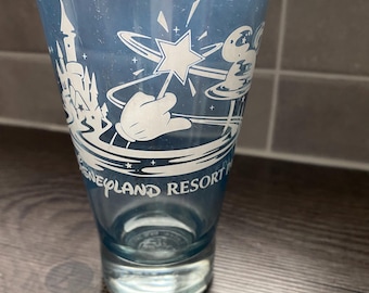 Disneyland Resort Paris Castle Design Blue Smoked Glass Tumbler 5 1/2" Tall
