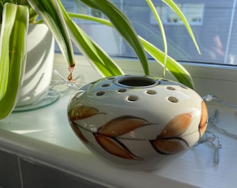 Vintage 1970's JERSEY POTTERY - Potpourri, Posy Bowl, Vase Autumnal Leaves.