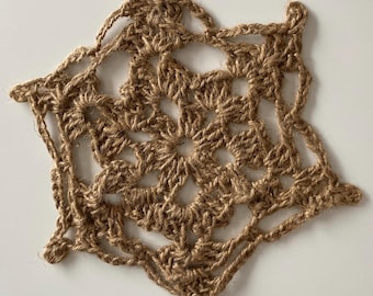 Handmade jute trivet crocheted. 13" x  9".