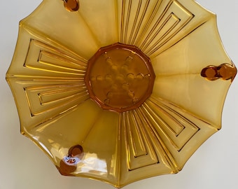 Stolze  Austrian Amber Glass Plate/Dish 1930 Art Deco